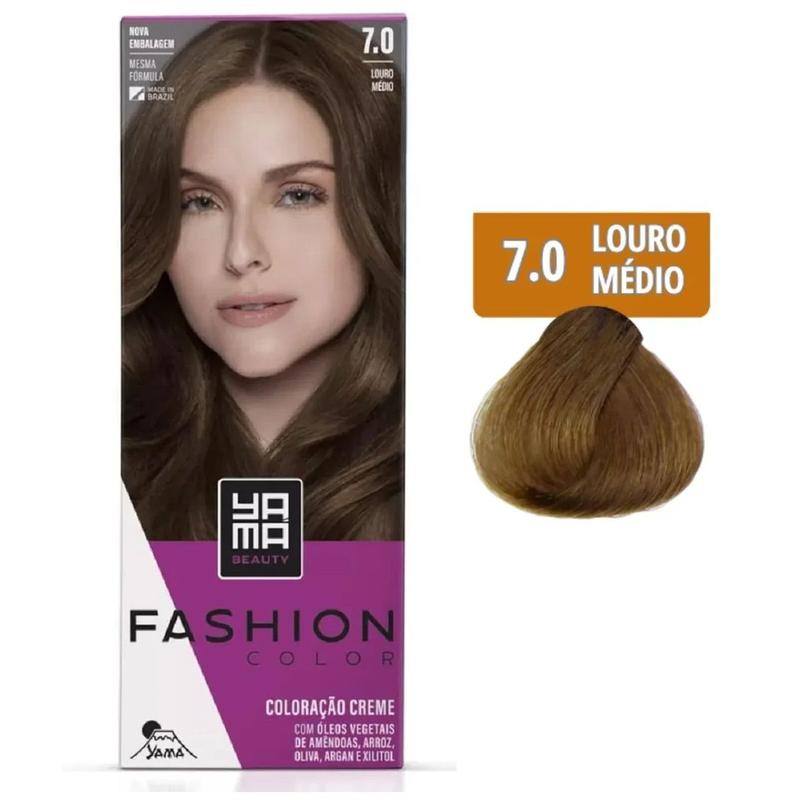 Tintura cabelo yamá fashion color - 7.0 louro médio - Tinta de